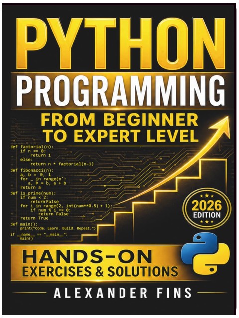 Python Programming From Beginner to Expert Level: Hands-On Projects, Step-by-Step, Flask+SQLite & REST APIs, Testing/Debugging. With Exercises & Solutions to Finish What You Start.