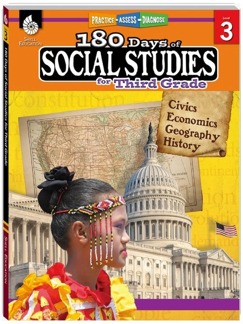 180 Days™: Social Studies for Third Grade: Practice, Assess, Diagnose