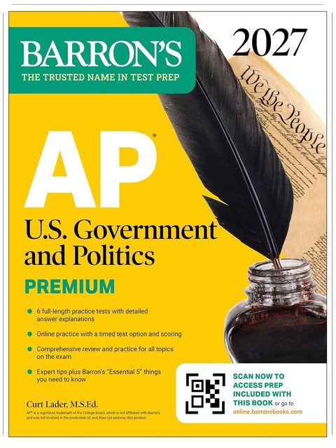 AP U.S. Government and Politics Premium, 2027: Prep Book with 6 Practice Tests + Comprehensive Review + Online Practice (Barron's AP Prep)
