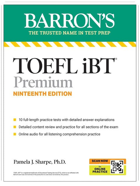 TOEFL, iBT Premium, Nineteenth Edition: Prep Book with 10 Practice Tests + Comprehensive Review + Online Audio (2026) (Barron's Test Prep)
