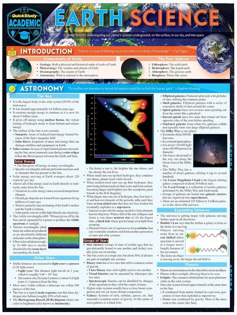 Earth Science: a QuickStudy Laminated Reference Guide (Quickstudy Reference Guide)