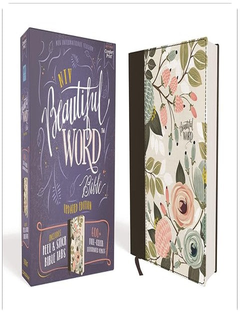 NIV, Beautiful Word Bible, Updated Edition, Journal Edition for Women, 600+ Full-Color Illustrated Verses, Peel/Stick Bible Tabs, Floral Cloth over Board, Red Letter, Comfort Print