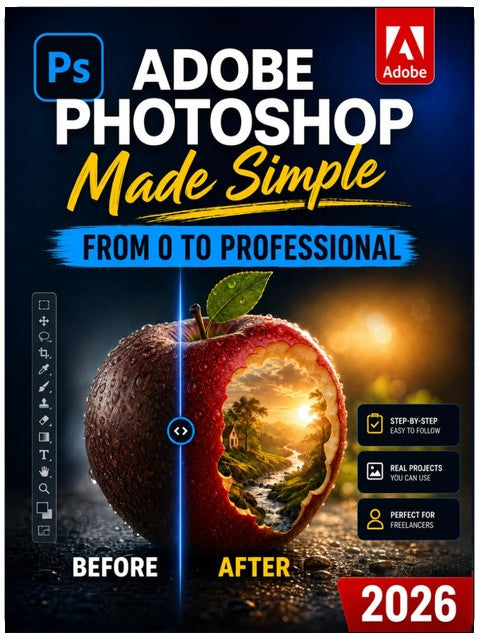 Adobe Photoshop Made Simple: From 0 to Professional | A Step-by-Step Guide to Real Graphic Projects for Social Media, Marketing, and Freelancing